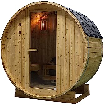 WELCON Saunafass 2 Personen | Fasssauna | Sauna Outdoor und Garten 3,6 kW, 230 Volt