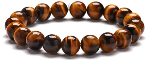 Ozmw Naturstein Tigerauge Armband, 8mm Naturstein Perlen Runde Edelsteine Yoga Armbänder