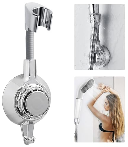 Duschkopfhalterung Duschhalterung Duschbrause Saugnapf Dusche Halterung Halter Duschkopf Halterungen Ohne Bohren, 1 Stück Silber