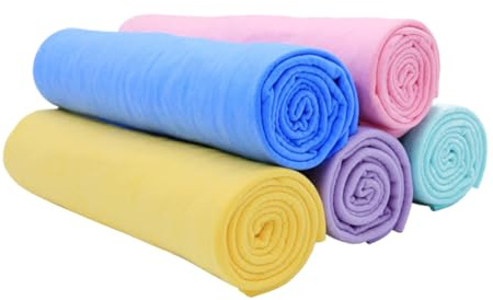 Didiseaon Lot de 5 Serviettes pour Animaux en PVA Ultra Absorbantes et Portables, Serviettes de Bain pour Petits Chiens, Adaptées Séchage Rapide Après Toilettage Couleur Aléatoire