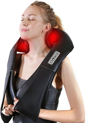 Shiatsu Neck and Shoulder Massager, AERLANG Back Massager with Heat, Deeper Tissue 4D Kneading Massage for Shoulder, Neck and Back, Use at Home, Office, Car - Birthday Gift for Women/Men/Mom/Dad