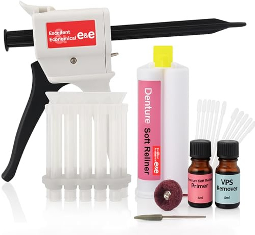 E&E Upper & Lower Denture Reline Kit – Complete Multi-Use Soft Silicone Reliner, 3–6 Month Long-Lasting Fit, Refit Loose Dentures, Cushions Gums & Provides Secure All-Day Comfort