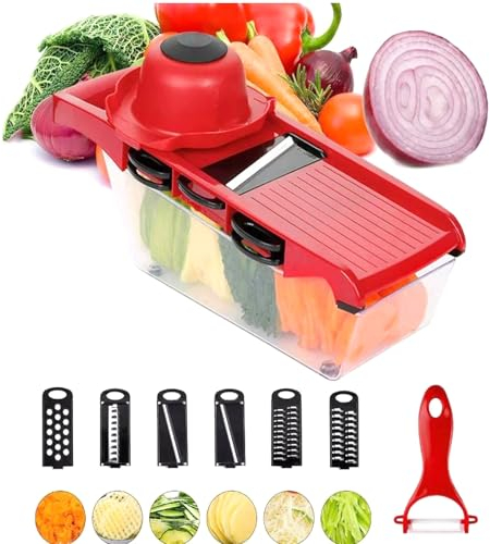 NTEK 6 in 1 Vegetable Chopper, Newest Design Onion Chopper, Mandoline Vegetable Slicer Multifunctional, Dicer Household Kitchen Manual Julienne Grater Cutter for Onion, Garlic, Carrot, Potato, Tomato