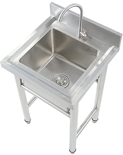 Fregadero de cocina independiente de acero inoxidable 304, fregadero de uso general para lavadero con protector contra salpicaduras, fregadero industrial para garaje, fregadero comercial para