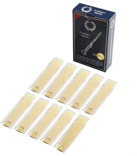 Aprilsunnyzone 10 Stück Bb Klarinettenblätter, Stärke 1/1,5/2/2,5/3/3,5 Blätter für Klarinette, dünnere Blattspitze und ungefeilter Schnitt für einfaches Spielen, traditionelle Blätter für