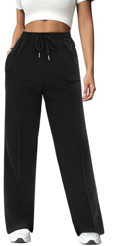 Crewhpo Pantalon Yoga Femme Large Jambe Large Poches Sport et Loisirs
