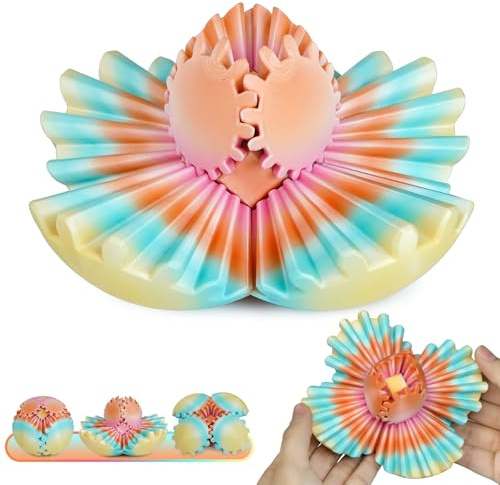 Bunte Fidget Spielzeuge Gear Ball 3D gedruckte Gear Kugel Stressabbau Coole Büro Schreibtisch Gadgets Entspannendes Geschenk Erwachsene Kinder Weihnachten Ostern Geburtstag (Sunset Illusion, 6,5cm)