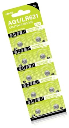 Lot de 10 piles bouton AG1 LR621 LR60 SR621SW SR60 SR60L SR60 L621 TR621 SR621 LR621W 164 CX60 D364 GP364 364A pour montre