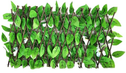 Panneau de treillis de jardin extensible, clôture de lierre artificiel, haie télescopique, feuille en plastique, plantes vertes (orchidée blanche)