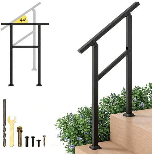 COSTWAY Handlauf, Treppengeländer Seitliche Montage, Eingangsgeländer mit flexiblem Winkelverstellung, Geländer für Treppen, inkl. Montagematerial, für Innen und Außen (70 cm)