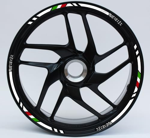 DualColorStampe Confezione Adesivi Set Completo di Cerchi Strisce per Moto per 2 Ruote da 17'' pollici strips Design Sportivo D0148 BIANCO NERO