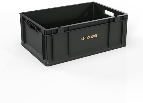 Eurobox Anthrazit – stapelbare Transportkiste aus Recycling-Kunststoff. Perfekt für Camping, Van, Boot, Keller & Garten. Robust, leicht & kompatibel mit anderen Euroboxen. (Groß (60 x 40 x 22 cm))