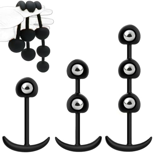 Set di 3 Perline Anali in Silicone con Sfera d’Acciaio Integrata – Anal Beads Flessibili e Plug Compatti per Coppie, Accessorio Versatile per Esplorazioni e Momenti Condivisi