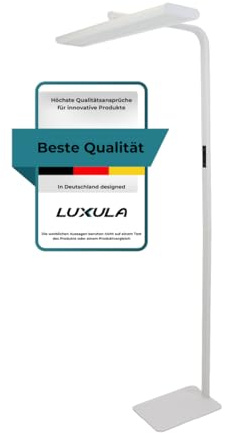 LUXULA LED Büro-Stehleuchte dimmbar Weiß, 60 W 3500 lm, 4000K | Neutralweiß, Up/Downlight, UGR<16, CRI98, Touchbedienung, blendfreies Licht für Monitor, Arbeitszimmer, Homeoffice