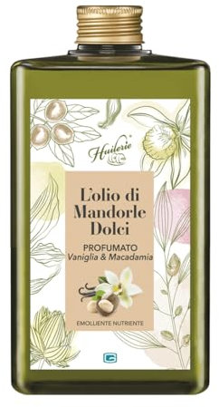 Huilerie Olio di Mandorle Dolci 300 ml, Olio di mandorle dolci vegetale vergine. Nutriente ed emolliente. ideale per massaggi. Adatto a tutti i tipi di pelle (300 ml, Vaniglia & Macadamia)