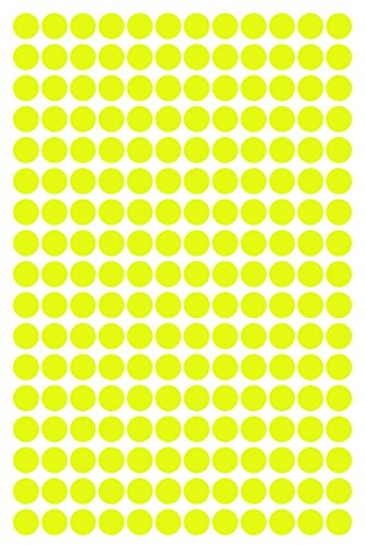 612 Klebepunkte, 10 mm, Neon gelb, aus PVC Folie, Markierungspunkte, Punkt, Vinyl, leuchtend, rund, selbstklebend