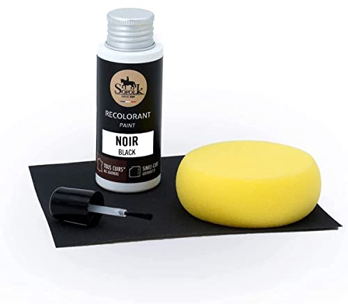 SOFOLK - Kit di ritocco per Pittura Pelle/Ecopelle – Manutenzione per Sedile e Volante di Auto, Divano, Scarpe (0 - BLACK/NERO)