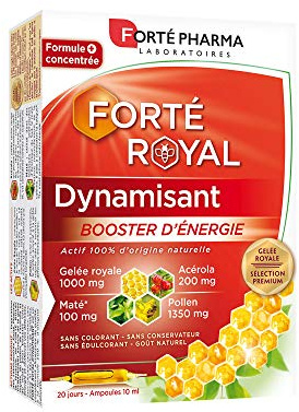 Forté Pharma - Forté Royal Dynamisant | Complément Alimentaire Energie et Immunité - Acérola, Maté, Pollen - Vitamine C naturelle, Anti fatigue, Tonifiant | 20 ampoules, 1/jour