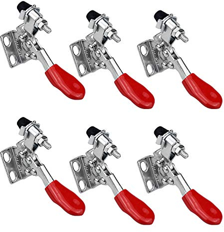 WEKON Lot de 6 Pince à Bascule en Métal Horizontal Sauterelle, Serrage à Genouillère Type Vertical en Fer Galvanisé Pince à Levier GH-201 27kg