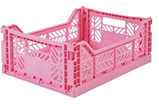 Ay-Kasa Klappkiste, stabile Faltkiste aus Kunststoff, stapelbar, Baby pink, Midi (40x30x14cm)