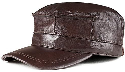 DongBao Warm Leder Baseball Kappe mit Ohrenschutz Winter Military Cap Unisex,Schiebermütze mit Ohrenklappen