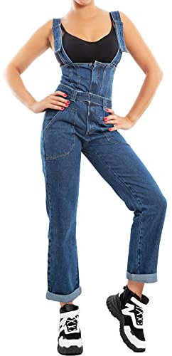 Toocool Salopette Jeans Donna Overall Tuta Intera Jumpsuit Pantaloni F3448