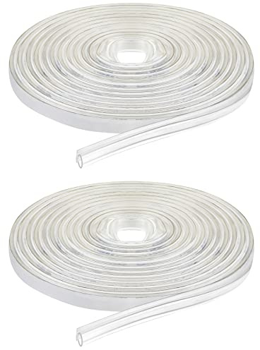 Tondiamo Shower Door Side Strip Seal Glass Translucent Shower Door Side Strip Seal Soft Clear PVC Frameless Glass Sweep to Stop Water(7/32 x 98.4 Inches,2 Rolls)