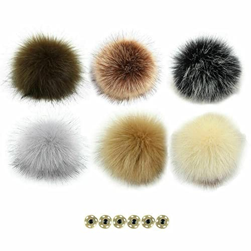 HEZHU 6 Stück Fellbommel Kunstfell Bommel Fellpompon Pompon Kunstpelz Accessoire ca 10cm