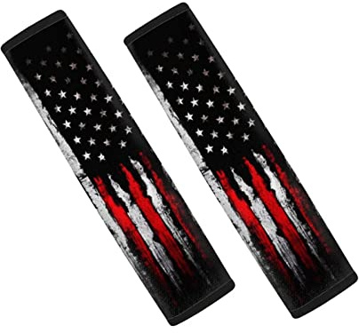 SEANATIVE Vintage American Flag Print Car Seat Belt Pad Cover Safety Seatbelt Protector Pack of 2 Car Interior Decor