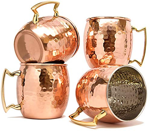 OSNICA Lot de 4 verres à eau en cuivre pour guérison ayurvédique Moscow Mule - 350 ml (Style 10)