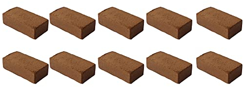 10x Novatool Kokosziegel Humusziegel Kokoserde Blumenerde Zimmerpflanzen | 80 Liter | 650g 20x5,5x10cm Gartenerde Kokosziegel fein Quelltabletten Kokos Steu und Substrate Kokosblumenerde Pflanzenerde