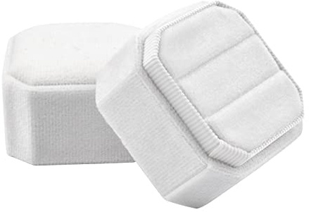 URROMA Ringbox für Hochzeitszeremonie, 1 Stück weiße Samt-Ringschatulle mit 2 Schlitzen, achteckig, Vintage-Doppelring-Geschenkbox für Antrag, Verlobung, Hochzeit, Zeremonie
