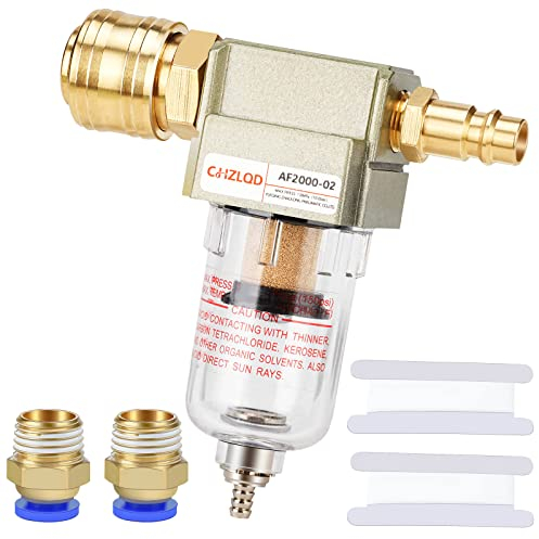 oumuik 1/4 Inch Compressed Air Filter Water Separator Oil Separator 1/4 BSP Compressed Air Filter with 1/4 Inch Quick Coupling for Compressor