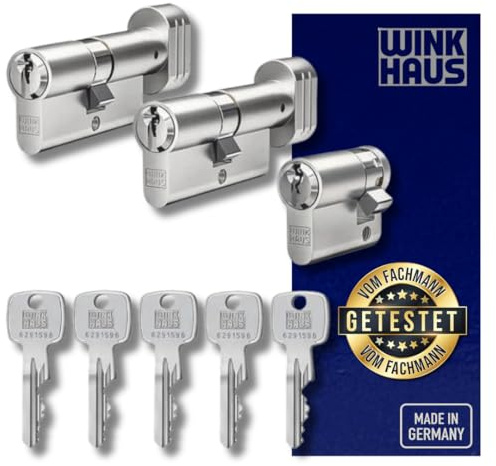 Winkhaus X-pert Profilzylinder, Knaufzylinder, Halbzylinder, Schließsystem Türzylinder Schließzylinder Zylinder Turschloss verschiedene Längen Set (3er Set | 2 Knaufzylinder & 1 Halbzylinder)