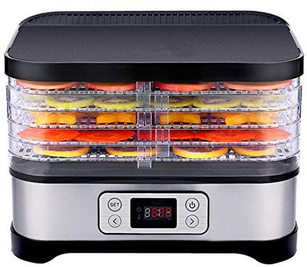 Déshydrateur d'aliments électrique à 5 plateaux avec contrôleur de température Professionnel et minuteur Séchoir numérique à plusieurs niveaux pour fruits et viande, sans BPA