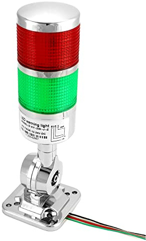 QWORK Industrial Warning Lights, 12-24V LED Stack Tower Lights with Buzzer, Lights, Column Signal Tower Indicator Lamp Beacon, Continuous/Flashing Light Switchable, 2 Layer
