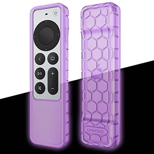 Fintie Remote Control Case for Apple TV 4K / HD Siri Remote 2022 2021 (3rd / 2nd Gen) - [Beehive Series] Lightweight Non-Slip Shockproof Silicone Protective Slim Case Cover, Purple Glow