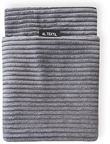 4L Textil Ersatzbezug Hundekissen Hundebett Cord waschbar 80x60 | 80x60 cm | Dunkelgrau | In mehreren Farben und Größen | Robust | Maschinenwaschbar
