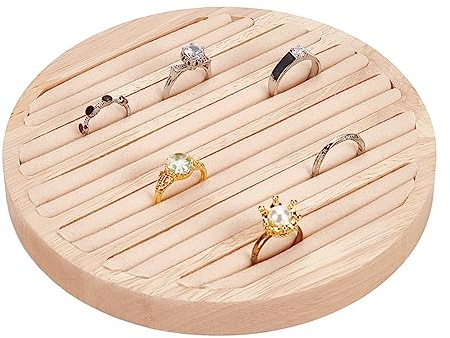 NBEADS Bandeja de Exhibición de Joyería de Madera, 6 Soporte de Almacenamiento de Exhibición de Pendientes de Anillo de Ranuras Largas Bandeja Organizadora de Joyería