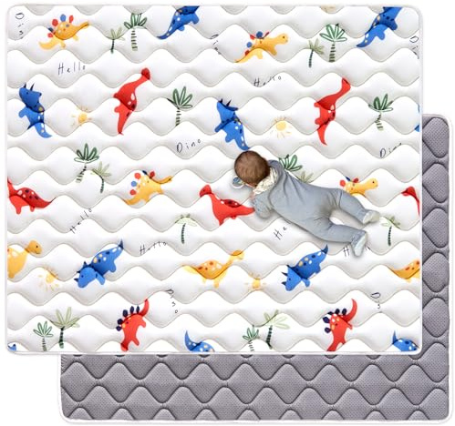 Odorless Premium Foam Baby Play Mat 79 x 59, Soft Microfiber Fabric Crawling Mat for Floor- Comfortable and Hypoallergenic, Non-Slip Cushioned Floor Playpen mat for Infants,Babies,Toddlers