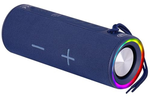 Trevi XR 8A35 Speaker Wireless 20W, Altoparlante Portatile con USB e Micro SD, AUX-IN, Funzione TWS, Luci Disco, Audio Potente e Resistenza all'Acqua IPX4, Batteria Ricaricabile, Blu