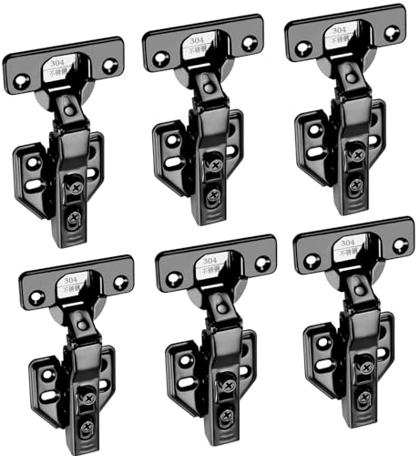 Cokritsm Schwarz Scharnier Schranktür mit Scharnierschrauben, Aufschraubscharnier mit 110° Schrankscharnier, Scharniere für Schranktüren, Küchenschrank Kleiderschrank 6 Stück