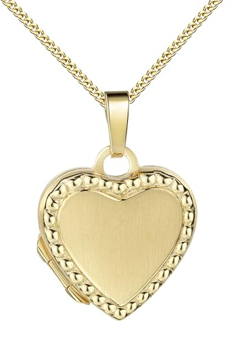 JEVELION Kleines Herz Medaillon zum Öffnen Anhänger für 2 Bilder 333 Gold Bilder Amulett mit Kette und Schmuck-Etui