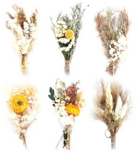 6 Fasci Fiori Essiccati, Mini Bouquet di Fiori Secchi Naturali, Fiori Secchi Decorativi, Piccolo Bouquet di Fiori Secchi Veri Fiori Secchi, Fiori Misti per Decorazione DIY Scrapbooking Resina Candele