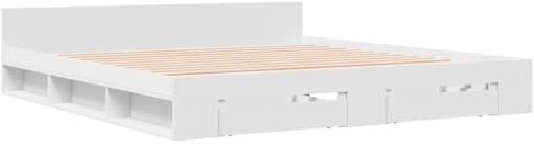 vidaXL Estructura Cama con cajones Madera ingeniería Blanca 200x200 cm