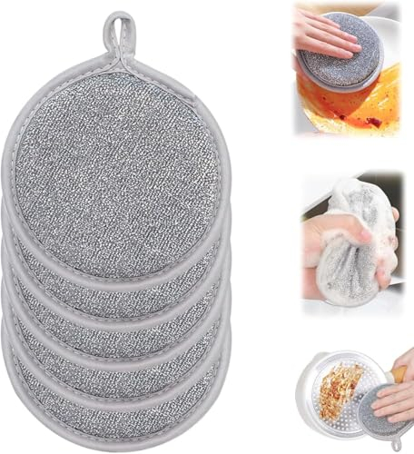 Multipurpose Wire Dishwashing Rags,Non Scratch Wire Dishcloth Wet and Dry Double Layer Wire Dishwashing Rags,Kitchen Dish Towels Cleaning Rags for Home Kitchen (Grey)