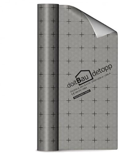 Unterspannbahn detopp ohne Selbstklebestreifen 150 cm x 25 m = 37,5 m² Diffusionsoffen, Alterungsbeständig, Folie für Dach & Flachdach, Wasserdichte Dachfolie leicht zu verlegen