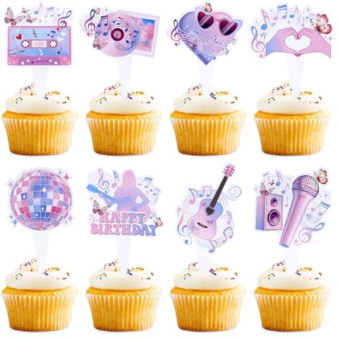 Blumomon 32Pcs Popular Singer Cupcake Toppers, Music Themed Party Decorations for Birthday, Wedding Parties