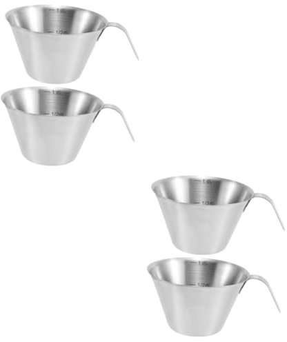 Amosfun 4 Stück kaffee messbecher Kaffeekaraffen eine Tasse Messbecher Espresso-Messbecher kaffeevollautomat zubehör kaffeemaß Espressohalter Espressokanne Rostfreier Stahl Silver
