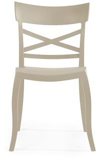 PAPATYA 1er Set Besucherstuhl & Gastro Stühle für Café Restaurant Bar und Hotel – Stapelstuhl wetterfest für Terrasse & Garten – Kunststoff Gartenstuhl – Belastbar bis 200 kg – X-Sera, Hellbeige